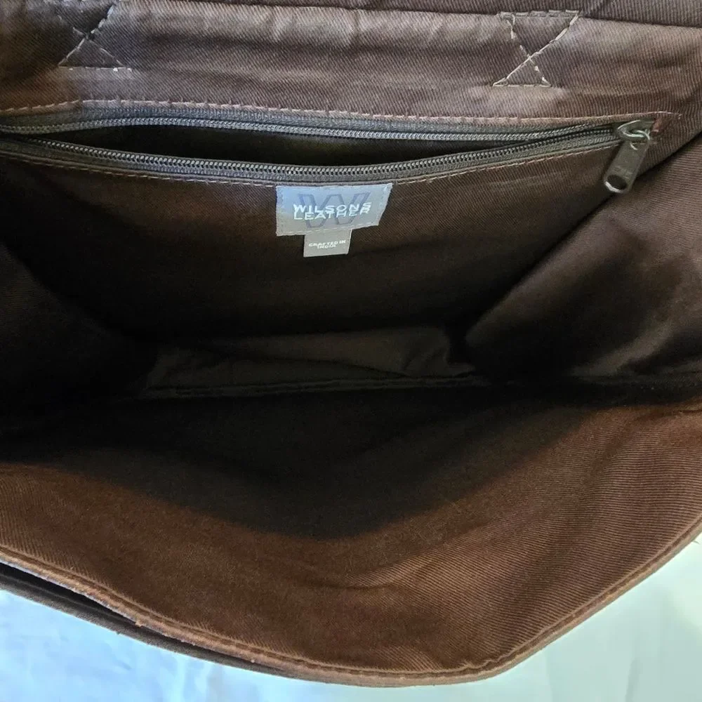 WILSON Leather Genuine Leather‎ Crossbody Bag Brown Unisex Laptop Bag